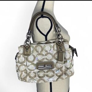 Vintage Coach Y2K Sequin Canvas Patterned Satchel bag